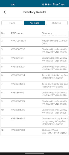 VNA RFID ekran görüntüsü
