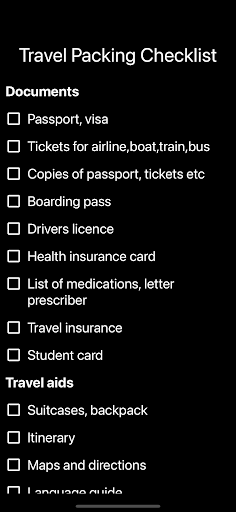 Travel Packing Checklist ekran görüntüsü