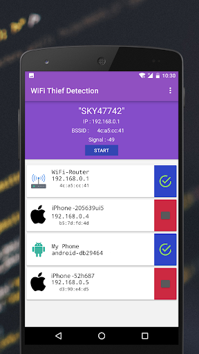 WiFi hırsız dedektörü ekran görüntüsü