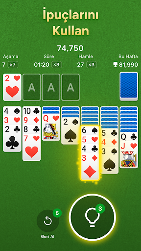 Solitaire - Tek Taş Kart Oyunu ekran görüntüsü
