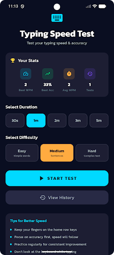 Typing Speed Test ekran görüntüsü