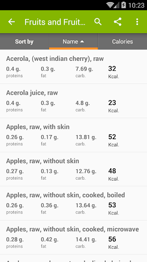 Calories in food ekran görüntüsü