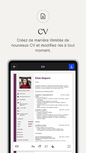 CV.fr : CV designer en ligne ekran görüntüsü