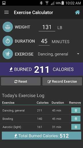 Exercise Calorie Calculator ekran görüntüsü