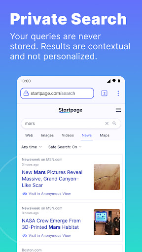 Startpage ekran görüntüsü