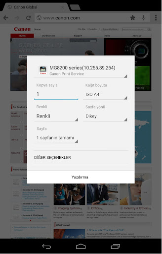 Canon Print Service ekran görüntüsü