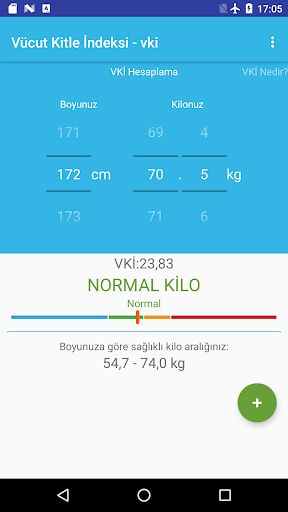 Vücut Kitle İndeksi ekran görüntüsü