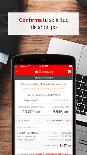 Confirming Santander ekran görüntüsü