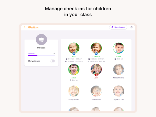 Parent ApS Check-in ekran görüntüsü