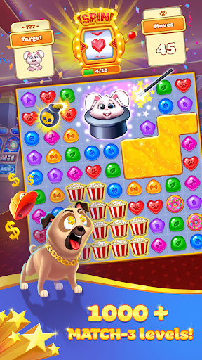 Super Pug Story Match 3 puzzle ekran görüntüsü