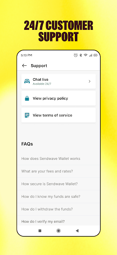 Sendwave Wallet ekran görüntüsü