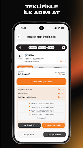 Borusan Next İhale ekran görüntüsü