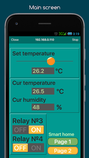 RemoteXY: Arduino control ekran görüntüsü