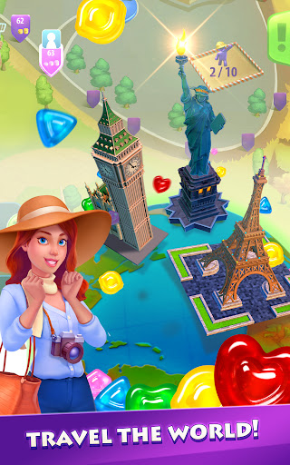 Gummy Drop! Match 3 & Travel ekran görüntüsü