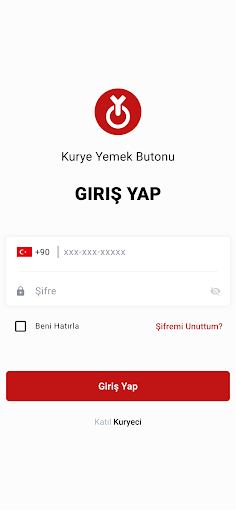 Kurye Yemek Butonu ekran görüntüsü