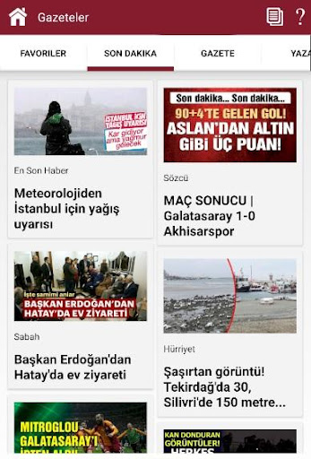 Gazeteler ekran görüntüsü