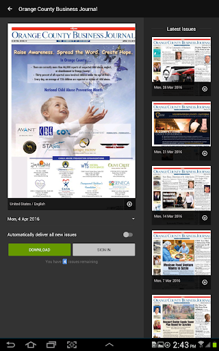 Orange County Business Journal ekran görüntüsü