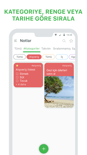 Notlar ve listeler ekran görüntüsü