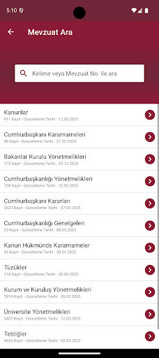 UYAP Mevzuat ekran görüntüsü