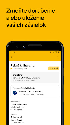 Slovenská pošta ekran görüntüsü