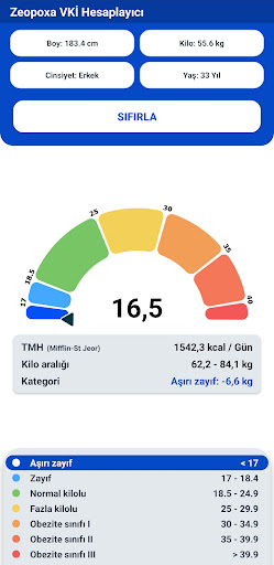 BMI Hesaplayıcı - Kilo Kaybı ekran görüntüsü