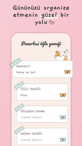 Haftalık menü, Yemek planlama ekran görüntüsü