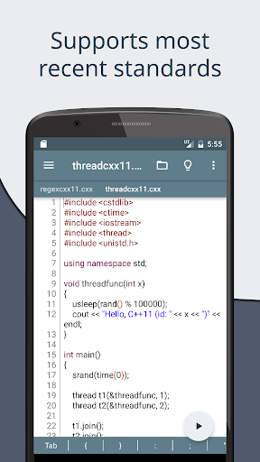 Cxxdroid - C/C++ compiler IDE ekran görüntüsü