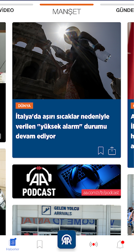 Anadolu Ajansı ekran görüntüsü