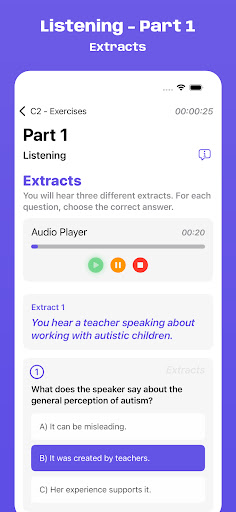 Cambridge C2 Exam Simulator ekran görüntüsü