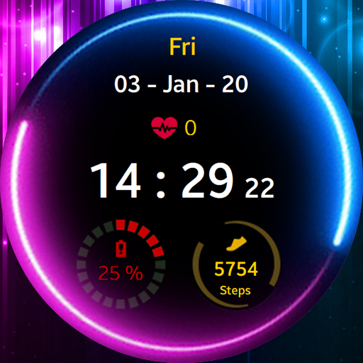Neon Blue Pink Watch Face ekran görüntüsü