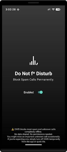 DNfD Block unwanted/spam calls ekran görüntüsü