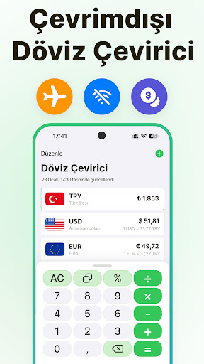 Döviz çevirici ve kurları ekran görüntüsü