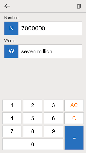 Numbers to words converter ekran görüntüsü