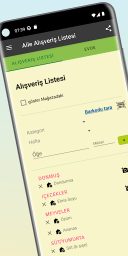 Paylaşılan Alışveriş Listesi ekran görüntüsü