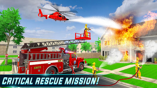 Fire Truck Rescue Sim Games 3d ekran görüntüsü