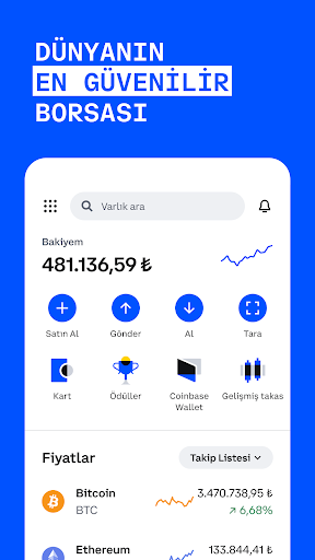 Coinbase: Bitcoin ve Ether al ekran görüntüsü