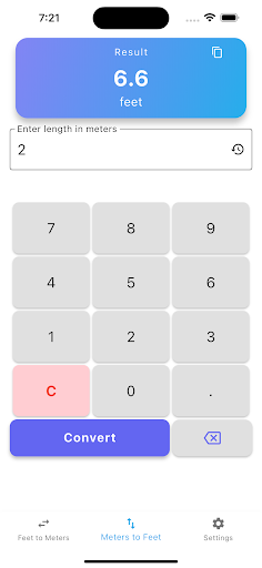 Meters to Feet Converter ekran görüntüsü