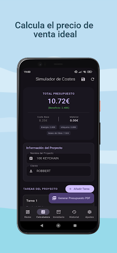PrintMargin: Calculadora 3D ekran görüntüsü