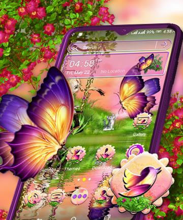 Butterfly Girl Nature Theme ekran görüntüsü