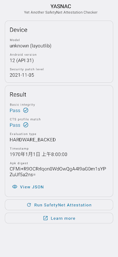 YASNAC - SafetyNet Checker ekran görüntüsü