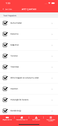 Afet Çantası ekran görüntüsü