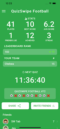 QuizSwipe Football ekran görüntüsü