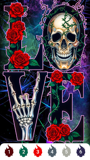 Skull Rose Color by Number ekran görüntüsü