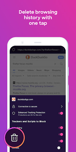 Firefox Focus tarayıcısı ekran görüntüsü