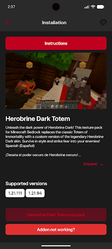 Herobrine mod Minecraft PE ekran görüntüsü