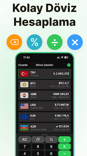 Döviz çevirici ve kurları ekran görüntüsü
