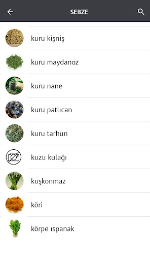 Besin Değerleri ekran görüntüsü