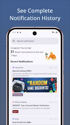 Notifiltr Notification History ekran görüntüsü