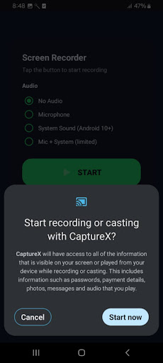 CaptureX Screen Recorder ekran görüntüsü
