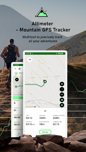 Altimetre. Dağ için GPS takibi ekran görüntüsü